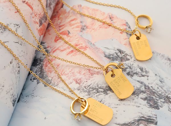 TN591d-Dây chuyền titan mặt chiếc nhẫn và thẻ dogtag