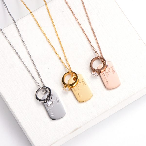 TN591j-Dây chuyền titan mặt chiếc nhẫn và thẻ dogtag