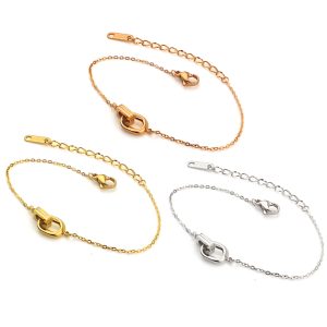 TA255b-Lắc tay titan thời trang 2 khoen lồng