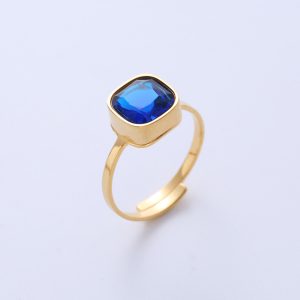 TC186h-Nhẫn titan đá vuông thiết kế hở free size