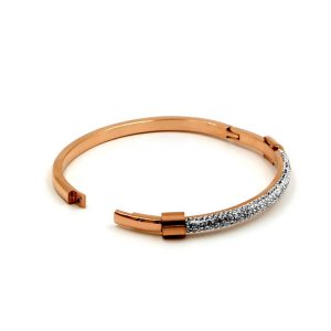 TV144c-Vòng tay inox titan đính kim cương nữa vòng