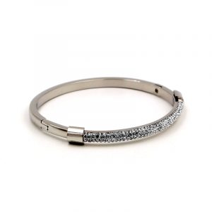 TV144d-Vòng tay inox titan đính kim cương nữa vòng