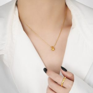 TN458f-Dây chuyền titan mặt hình giọt nước
