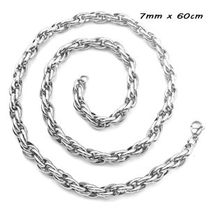 DN035a-Dây chuyền nam inox 7ly kiểu 3 lòng xoắn cực đẹp