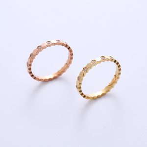 TC192d-Nhẫn titan nữ hình lục giác cách điệu kim cương