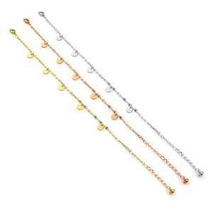 TA422a-Lắc tay nữ titan gắn hình tròn khắc chữ lucky cách điệu