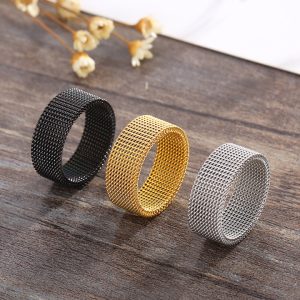 TC006b-Nhẫn titan kiểu lưới cá tính