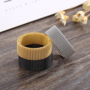 TC006d-Nhẫn titan kiểu lưới cá tính