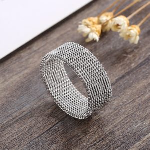 TC006l-Nhẫn titan kiểu lưới cá tính