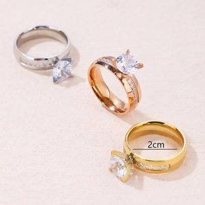 TC012b-Nhẫn nữ titan 1 hột đứng