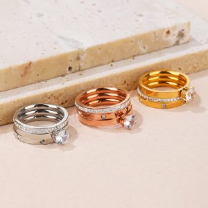 TC024a-set combo 3 chiếc nhẫn nữ titan thời trang hàn quốc