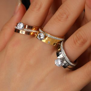 TC024d-set combo 3 chiếc nhẫn nữ titan thời trang hàn quốc