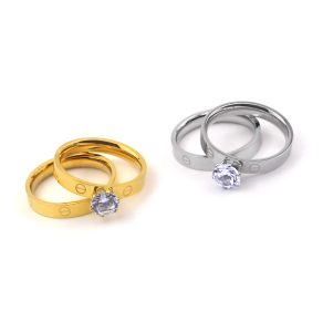 TC079b-Set 2 chiếc nhẫn thời trang Cartier hột cao