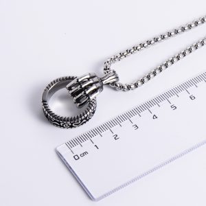 MD004f-Mặt dây chuyền nam titan bàn tay vòng tròn phong cách Punk Gothic