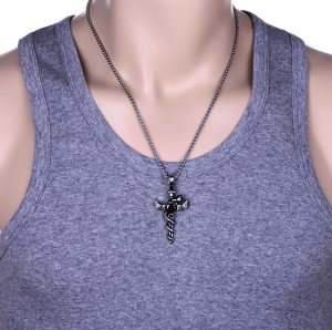 MD018f-Mặt dây chuyền nam titan hình con rắn bảo vệ thanh kiếm