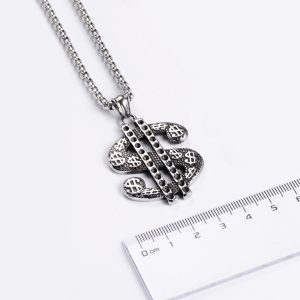MD019c-Mặt dây chuyền nam titan hình đô la chữ S