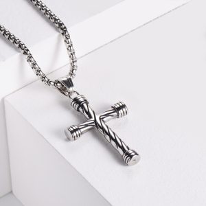 MD025b-Mặt dây chuyền nam thép titan hình thánh giá