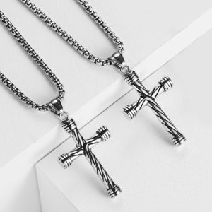 MD025c-Mặt dây chuyền nam thép titan hình thánh giá