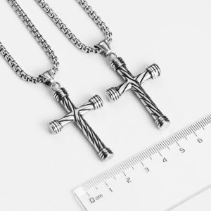 MD025e-Mặt dây chuyền nam thép titan hình thánh giá