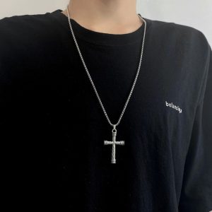 MD025f-Mặt dây chuyền nam thép titan hình thánh giá