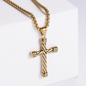 MD051a-Mặt dây chuyền nam thép titan hình chữ thập thánh giá