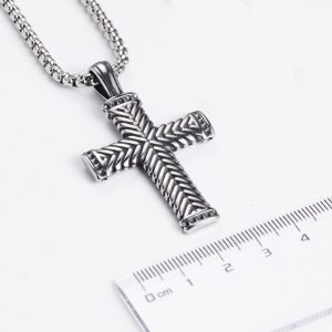 MD053d-Mặt dây chuyền nam thép titan hình chữ thập thánh giá