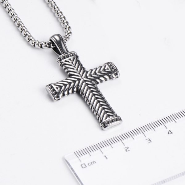 MD053d-Mặt dây chuyền nam thép titan hình chữ thập thánh giá