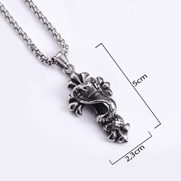 MD056c-Mặt dây chuyền nam titan con rắn bảo vệ chữ thập chrome heart