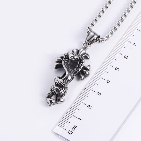 MD056e-Mặt dây chuyền nam titan con rắn bảo vệ chữ thập chrome heart