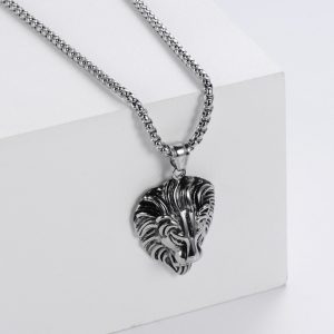 MD059c-Mặt dây chuyền nam thép titan đầu sư tử