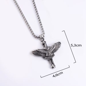 MD061b-Mặt dây chuyền nam titan con chim đại bàng và chữ thập