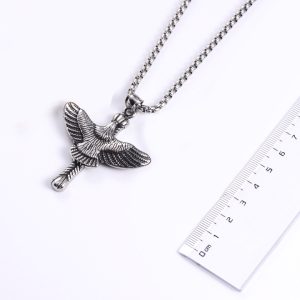 MD061c-Mặt dây chuyền nam titan con chim đại bàng và chữ thập