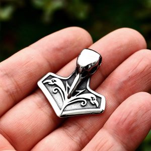 MD062d-Mặt Dây chuyềnThần Thoại Bắc Âu Viking đầu lâu con quạ