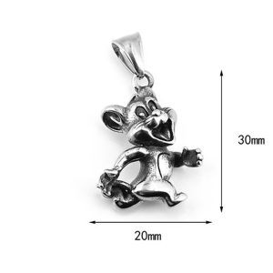 MD066a-Mặt dây chuyền thép titan hình con chuột phim hoạt hình