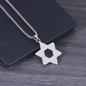 MD067d-Mặt dây chuyền nam titan ngôi sao 6 cánh do thái