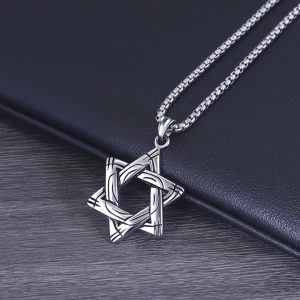 MD067e-Mặt dây chuyền nam titan ngôi sao 6 cánh do thái