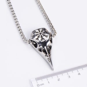 MD076a-Mặt dây chuyền nam titan phong cách viking đầu con chim quạ