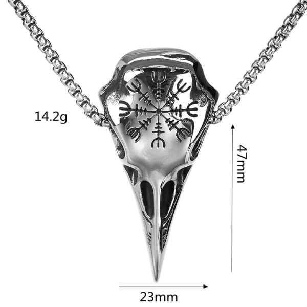 MD076b-Mặt dây chuyền nam titan phong cách viking đầu con chim quạ