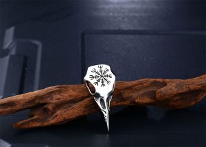 MD076h-Mặt dây chuyền nam titan phong cách viking đầu con chim quạ