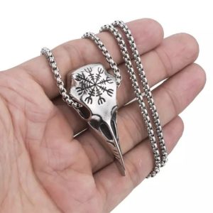 MD076k-Mặt dây chuyền nam titan phong cách viking đầu con chim quạ