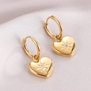 TB044e-Bông tai nữ titan trái tim