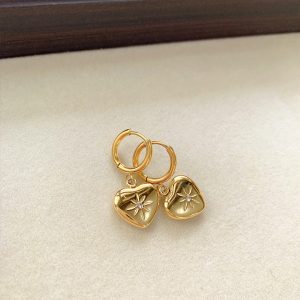 TB044g-Bông tai nữ titan trái tim