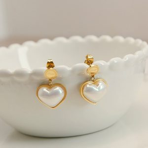 TB176a-Bông tai nữ titan trái tim đính ngọc trai