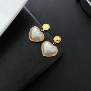 TB176k-Bông tai nữ titan trái tim đính ngọc trai