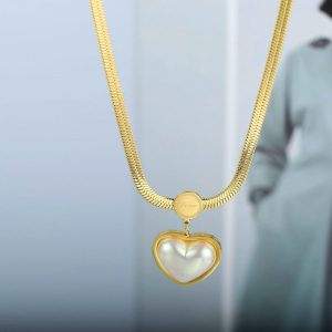 TB176l-Bông tai nữ titan trái tim đính ngọc trai