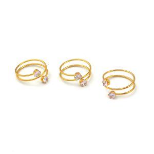 TC219c-Nhẫn nữ titan uốn 2 vòng đính đá 2 đầu
