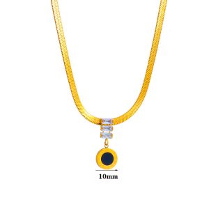 TN164b-Dây chuyền nữ titan mì dẹp mặt tròn số la mã