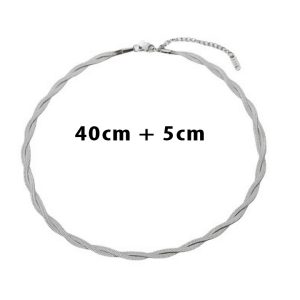 TN624d-Dây chuyền titan nữ kiểu 2 sợi mì dẹp đan thắt bính