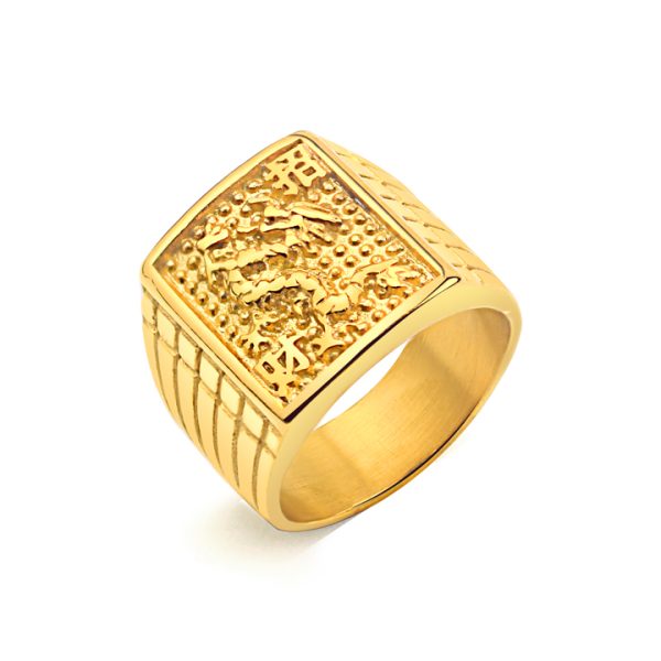 N677a-Nhẫn nam titan con rồng mạ vàng sang trọng