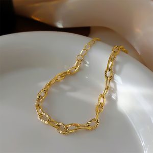 TN635c-Dây chuyền titan mắc xích chạm móc máy
